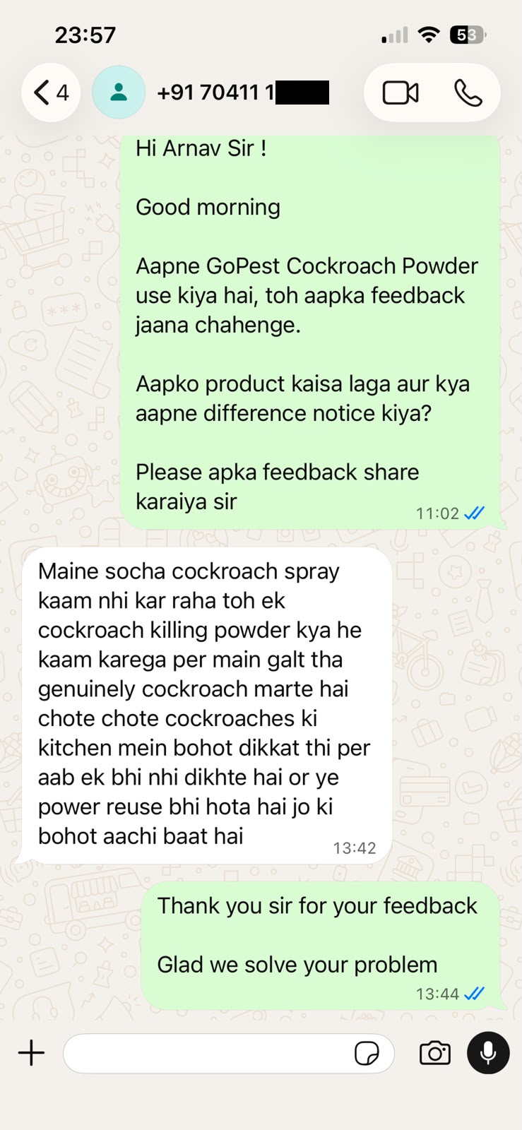 Customer result 1